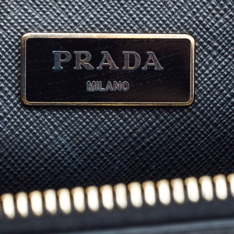 Pre Owned Prada Black Saffiano Lux Leather Medium Galleria Double Zip Tote
