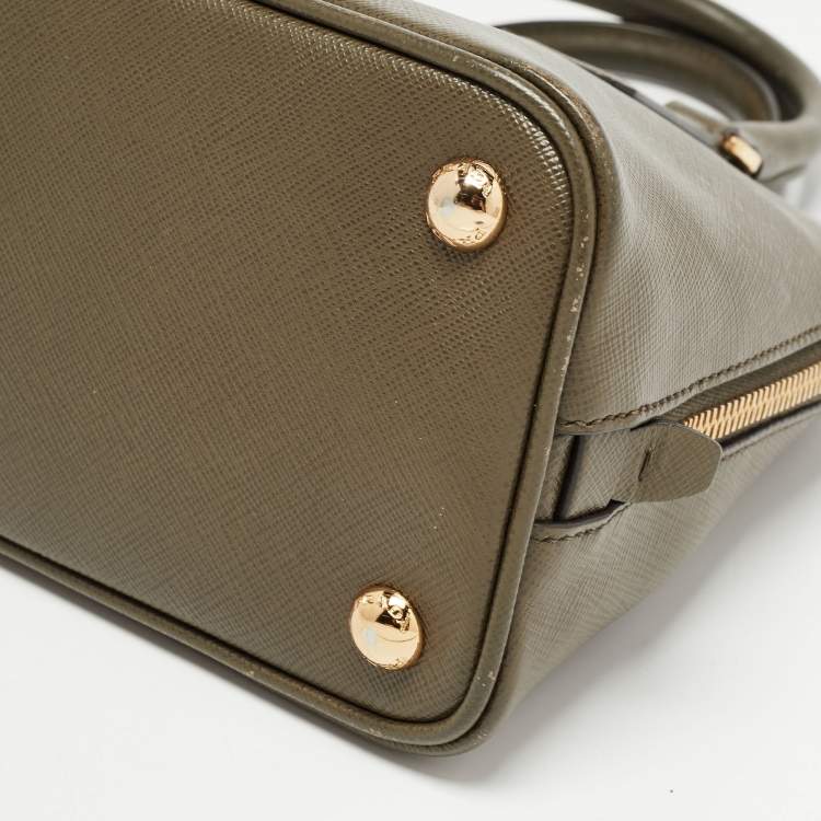 Pre Owned Prada Green Saffiano Lux Leather Small Promenade Satchel