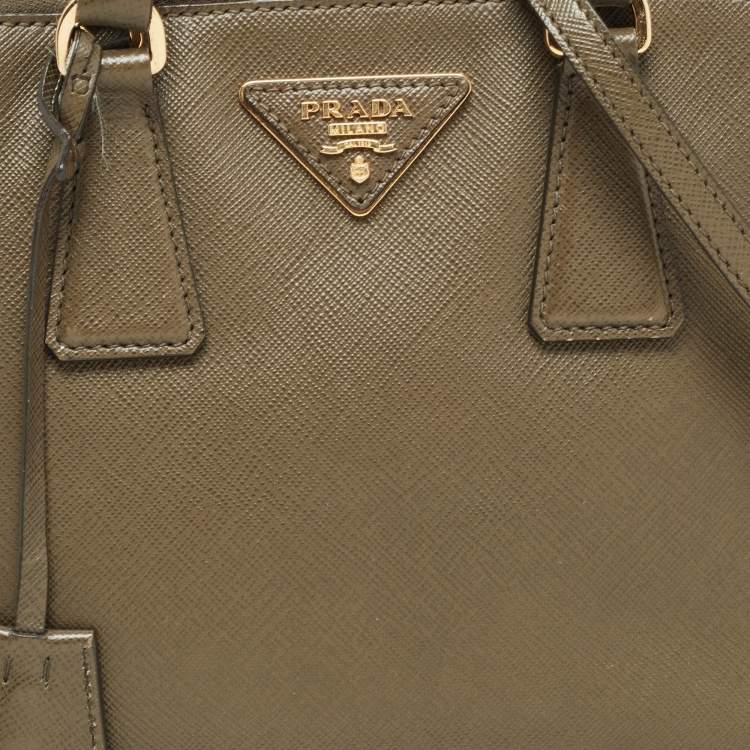 Pre Owned Prada Green Saffiano Lux Leather Small Promenade Satchel