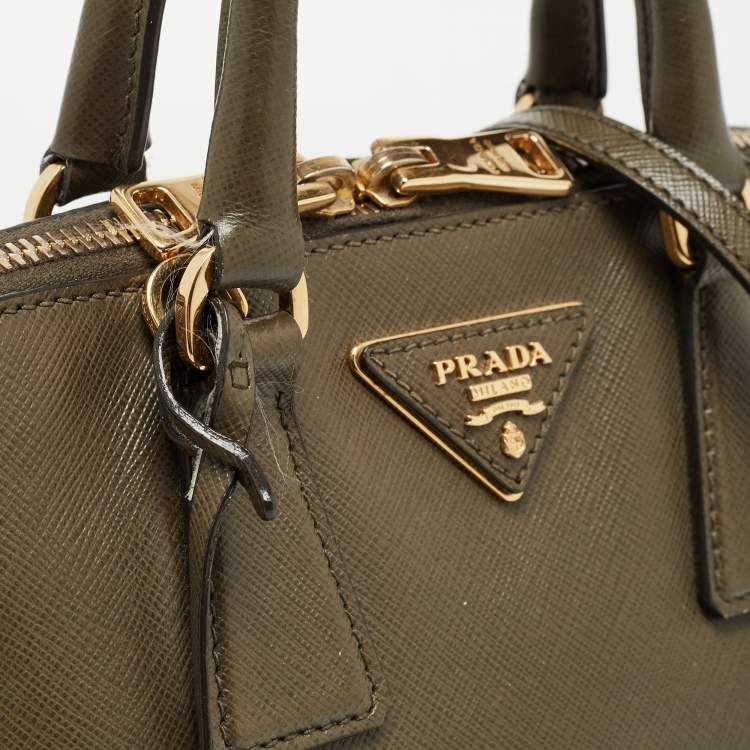 Pre Owned Prada Green Saffiano Lux Leather Small Promenade Satchel