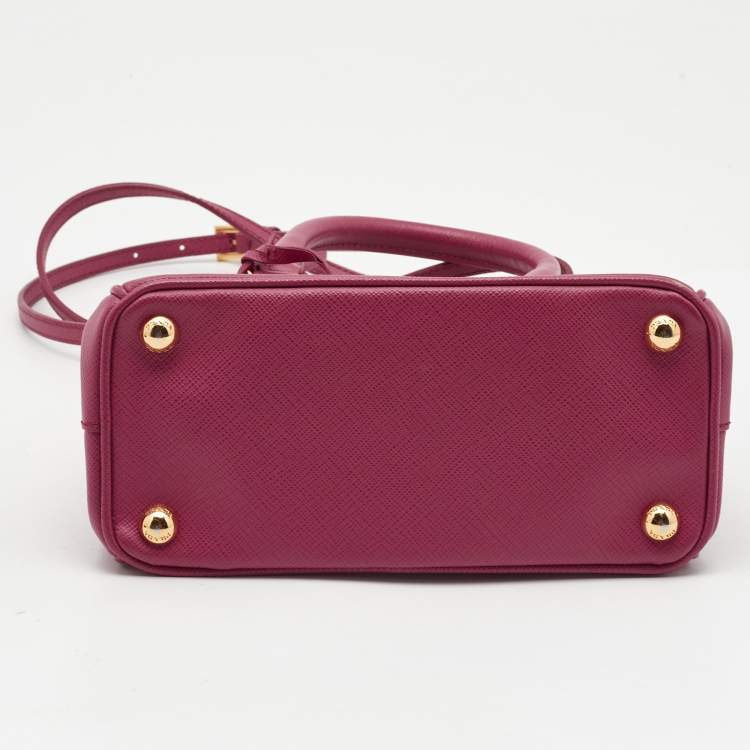 Pre Owned Prada Fuchsia Saffiano Lux Leather Mini Galleria Tote