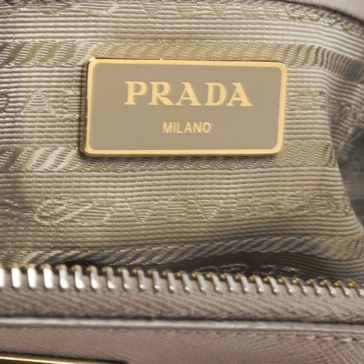 Pre Owned Prada Grey Saffiano Lux Leather Large Double Zip Tote