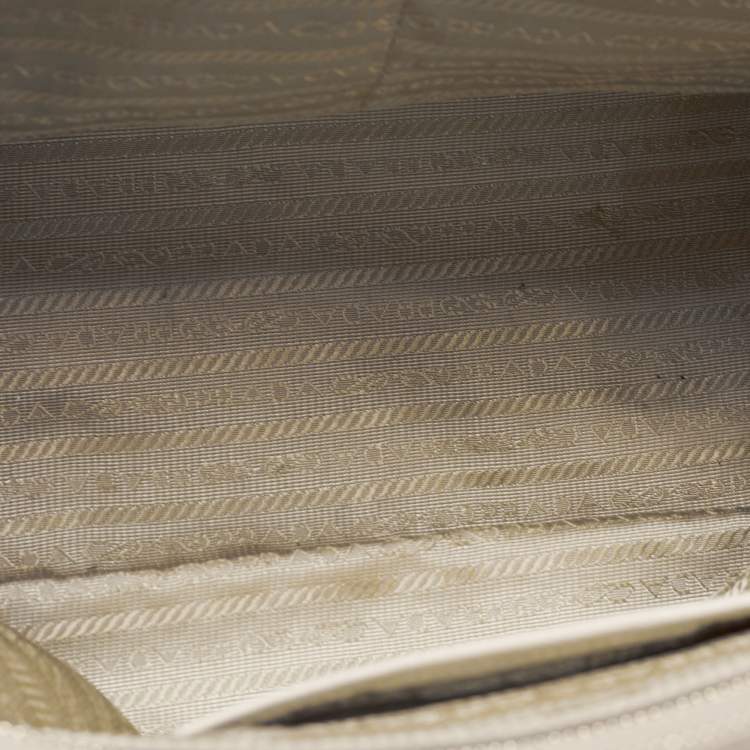 Pre Owned Prada Grey Saffiano Lux Leather Large Double Zip Tote