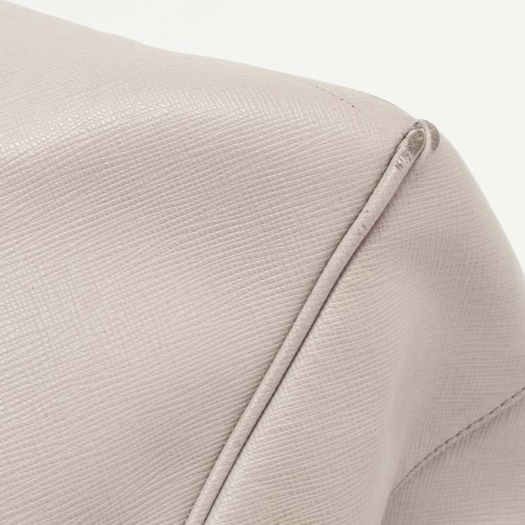 Pre Owned Prada Grey Saffiano Lux Leather Large Double Zip Tote