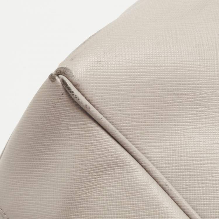 Pre Owned Prada Grey Saffiano Lux Leather Large Double Zip Tote