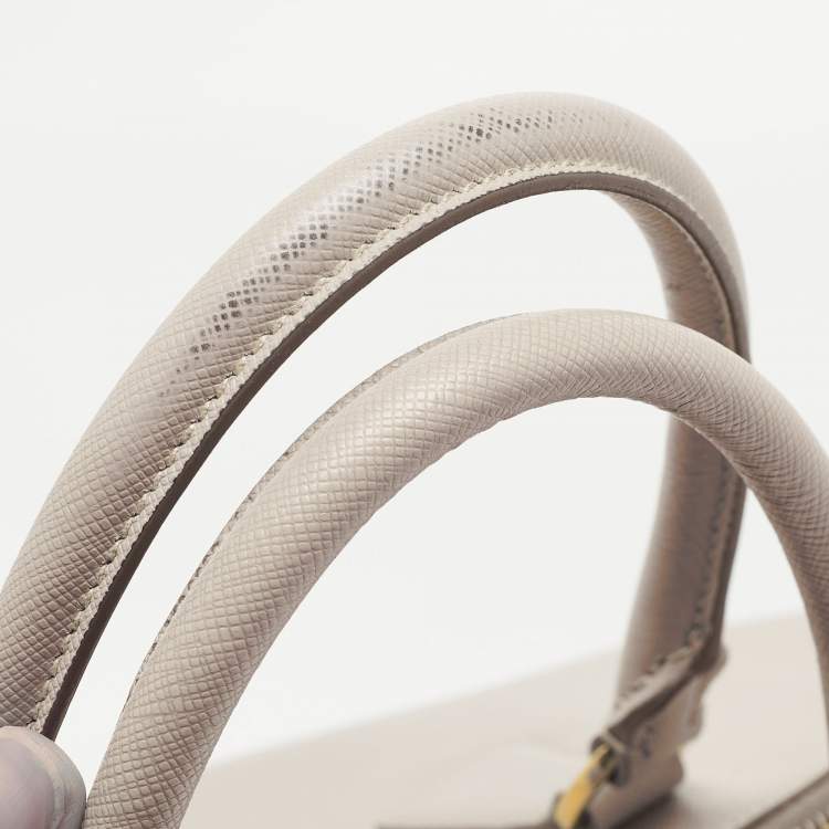 Pre Owned Prada Grey Saffiano Lux Leather Large Double Zip Tote