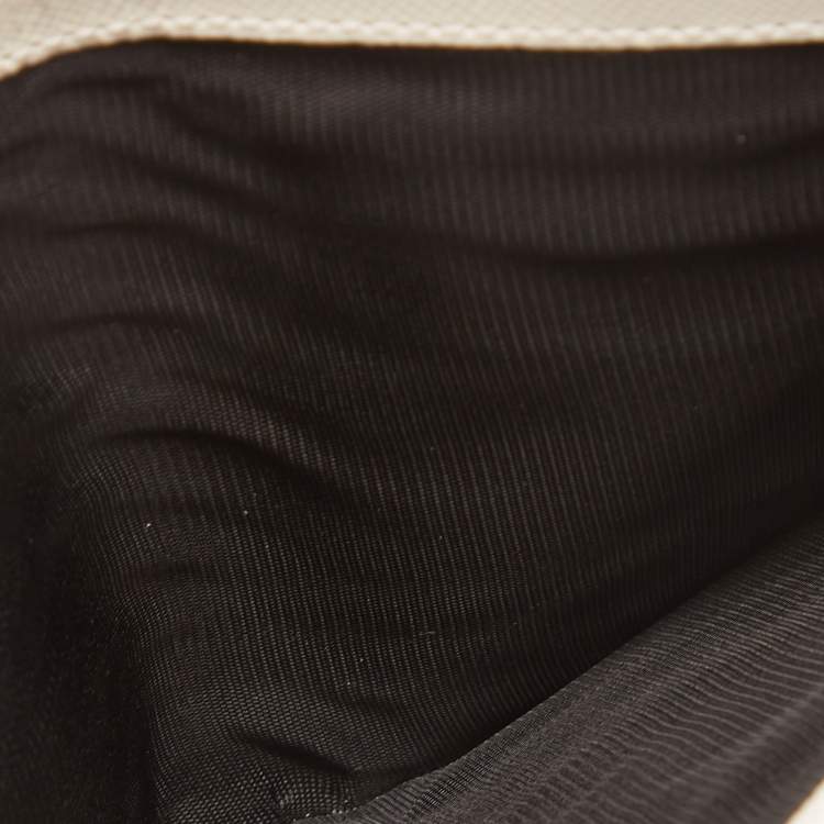 Pre Owned Prada White Nylon Logo Flap Compact Wallet