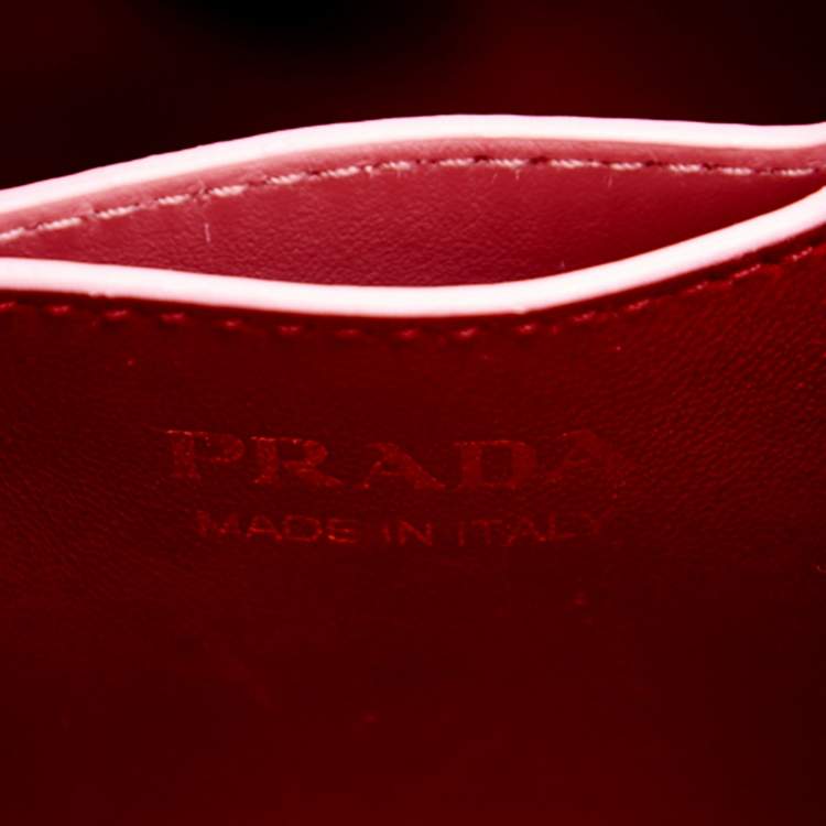 Pre Owned Prada Pink Saffiano Leather Small Embellished Panier Bag