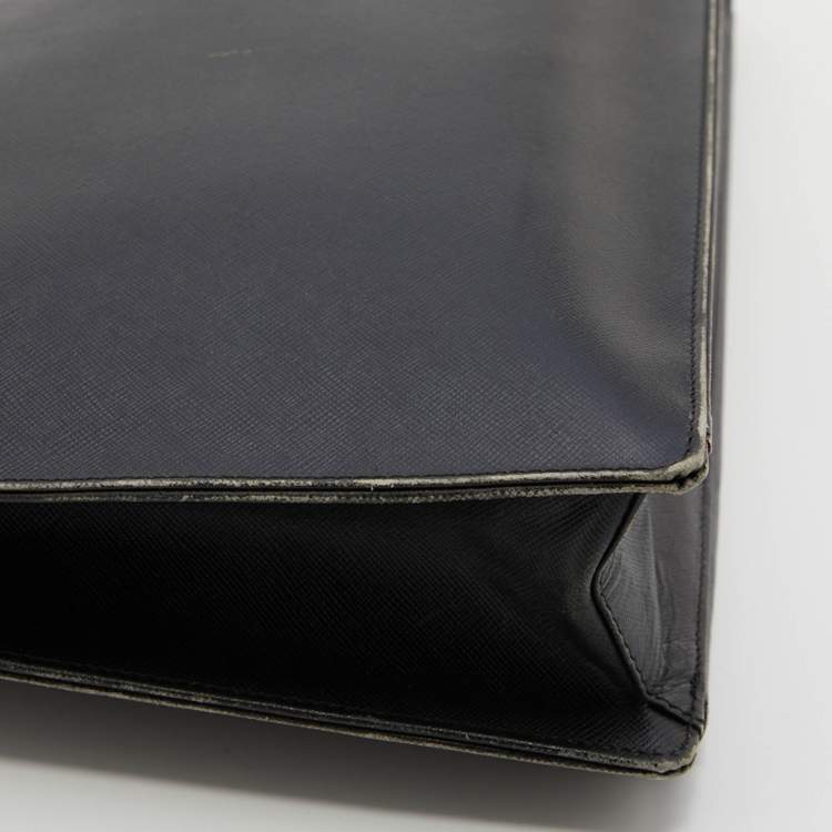 Pre Owned Prada Black Saffiano Leather Laptop Bag