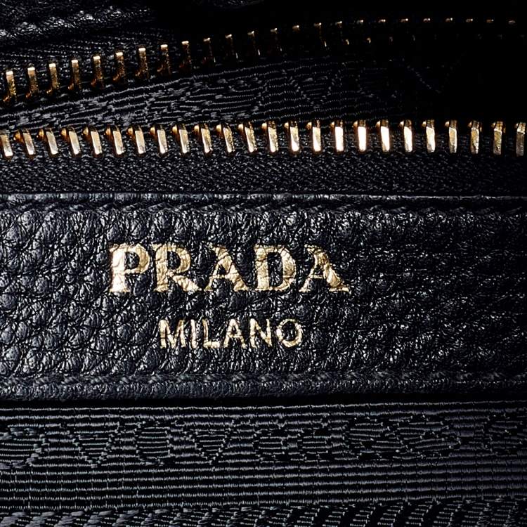Pre Owned Prada Black Vitello Daino Leather Shoulder Bag