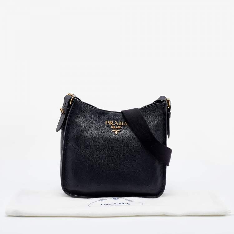 Pre Owned Prada Black Vitello Daino Leather Shoulder Bag