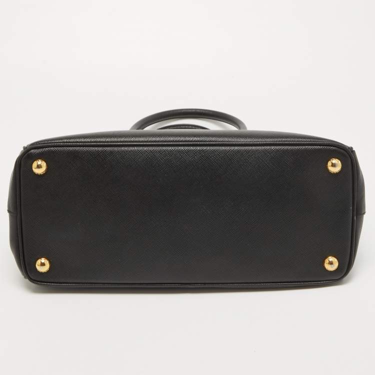Pre Owned Prada Black Saffiano Leather Small Double Zip Tote