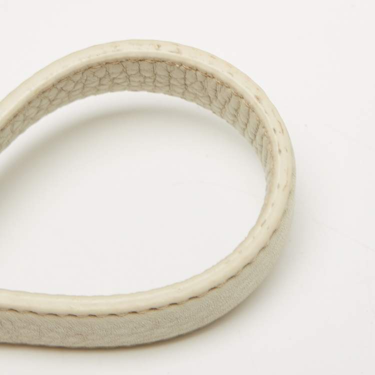 Pre Owned Prada Off White Vitello Daino Leather Zip Hobo