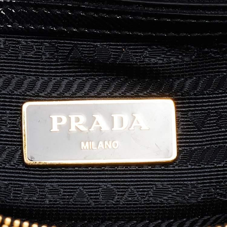 Pre Owned Prada Black Saffiano Vernice Leather Mini Promenade Satchel