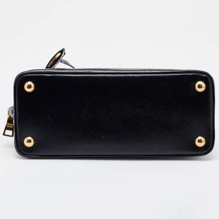 Pre Owned Prada Black Saffiano Vernice Leather Mini Promenade Satchel