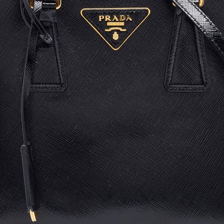 Pre Owned Prada Black Saffiano Vernice Leather Mini Promenade Satchel