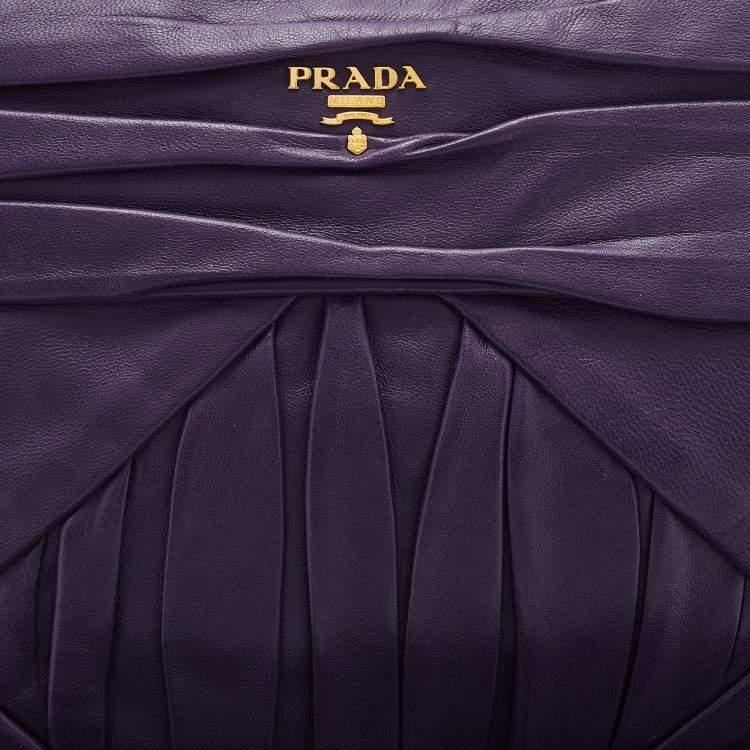 Pre Owned Prada Purple Leather Zip Pouch