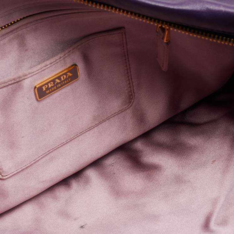 Pre Owned Prada Purple Leather Zip Pouch