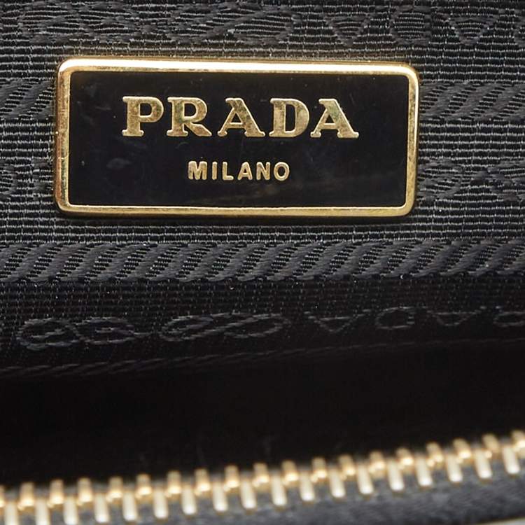 Pre Owned Prada Black Saffiano Lux Leather Small Double Zip Tote