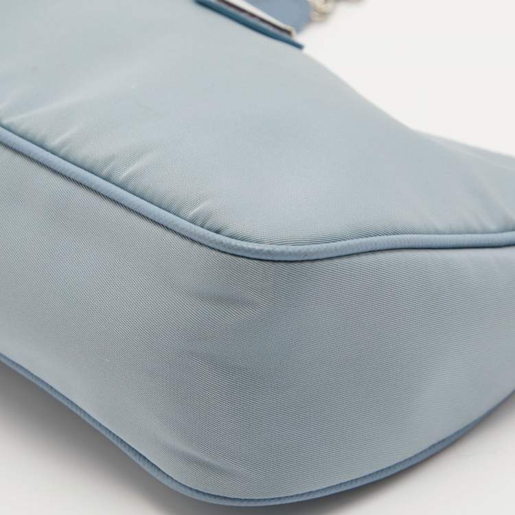 Pre Owned Prada Blue Nylon and Leather Re-Edition 2005 Shoulder Bag