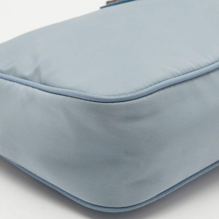 Pre Owned Prada Blue Nylon and Leather Re-Edition 2005 Shoulder Bag