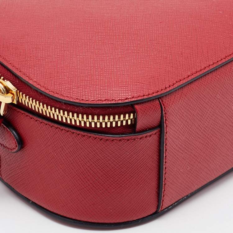 Pre Owned Prada Red Saffiano Lux Leather Odette Top Handle Bag