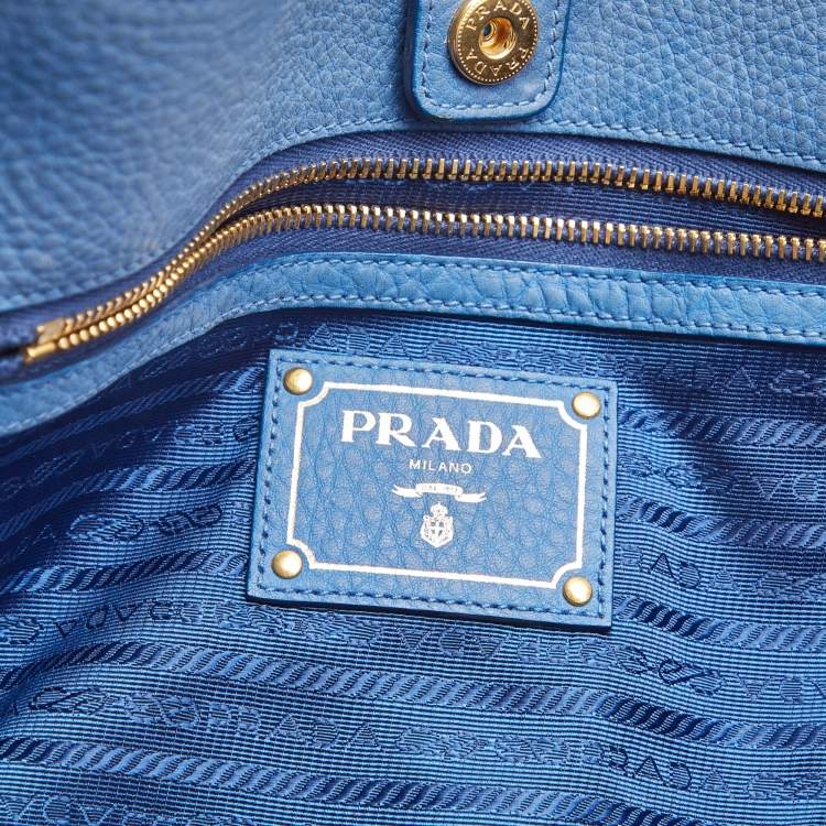 Pre Owned Prada Light Blue Vitello Daino Leather Tote 