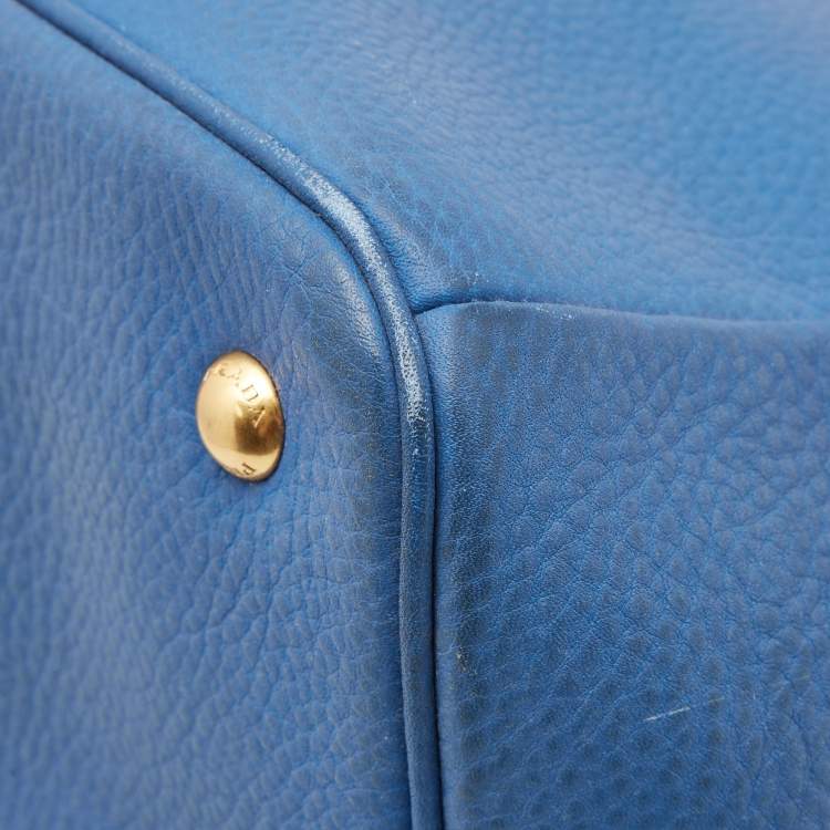 Pre Owned Prada Light Blue Vitello Daino Leather Tote 