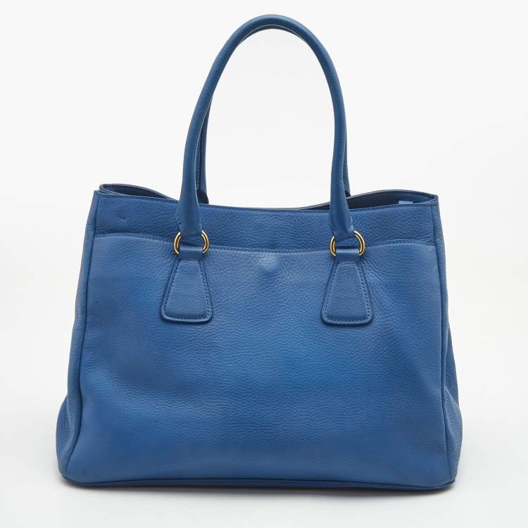 Pre Owned Prada Light Blue Vitello Daino Leather Tote 