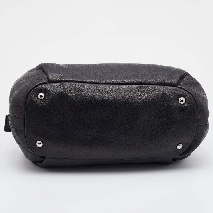 Pre Owned Prada Black Diano Leather Top Zip Bag