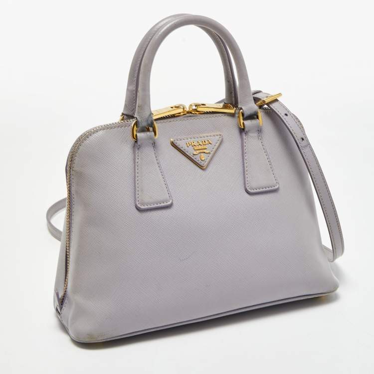 Pre Owned Prada Lilac Saffiano Lux Leather Small Promenade Satchel