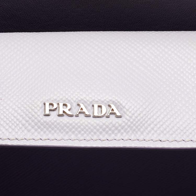 Pre Owned Prada Lilac Saffiano Cuir Leather Covered Strap Tote