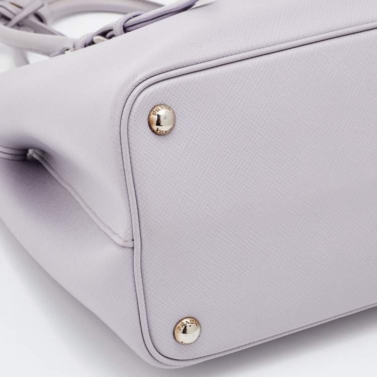 Pre Owned Prada Lilac Saffiano Cuir Leather Covered Strap Tote