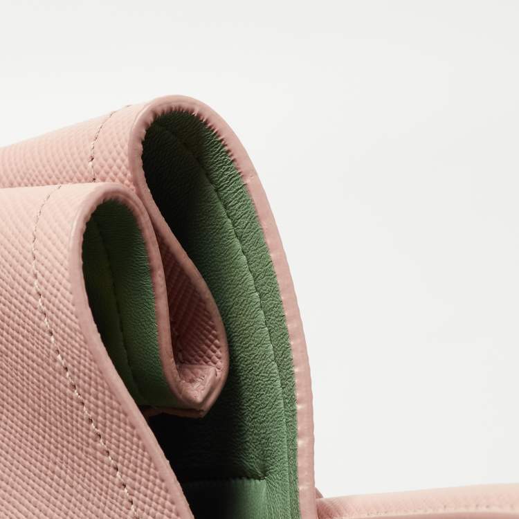 Pre Owned Prada Pink Saffiano Cuir Leather Medium Double Handle Tote