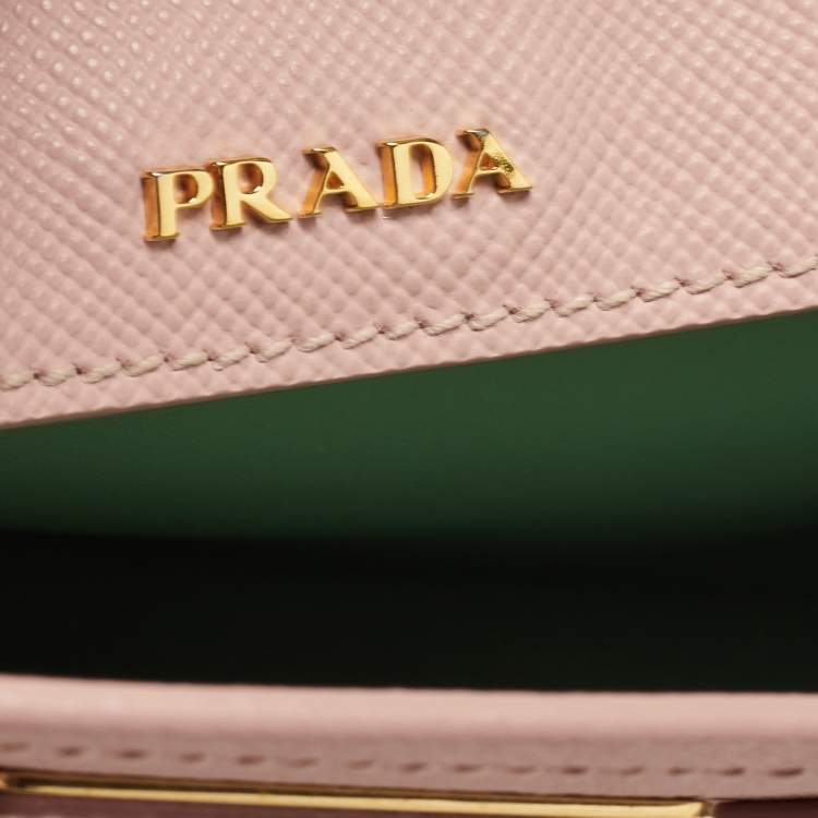 Pre Owned Prada Pink Saffiano Cuir Leather Medium Double Handle Tote