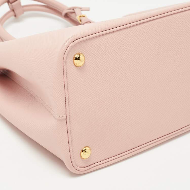 Pre Owned Prada Pink Saffiano Cuir Leather Medium Double Handle Tote