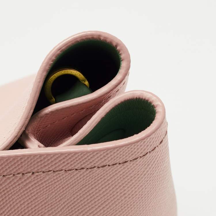 Pre Owned Prada Pink Saffiano Cuir Leather Medium Double Handle Tote