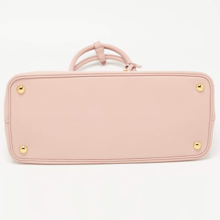 Pre Owned Prada Pink Saffiano Cuir Leather Medium Double Handle Tote