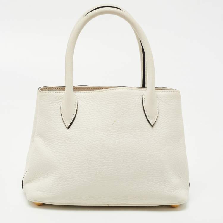 Pre Owned Prada Off White Vitello Daino Leather Mini Tote