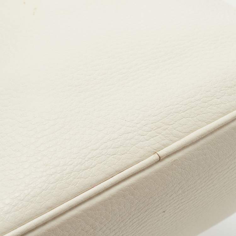 Pre Owned Prada Off White Vitello Daino Leather Mini Tote