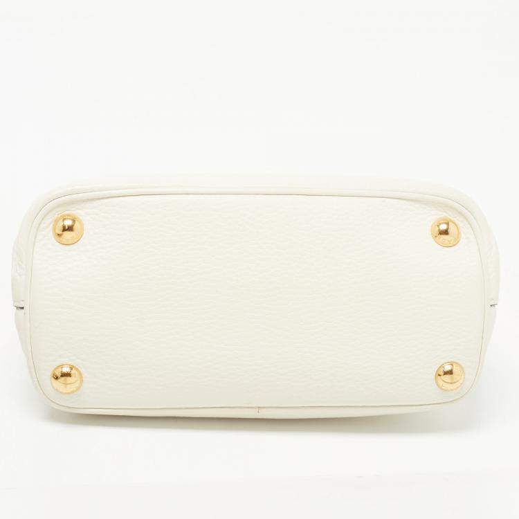 Pre Owned Prada Off White Vitello Daino Leather Mini Tote