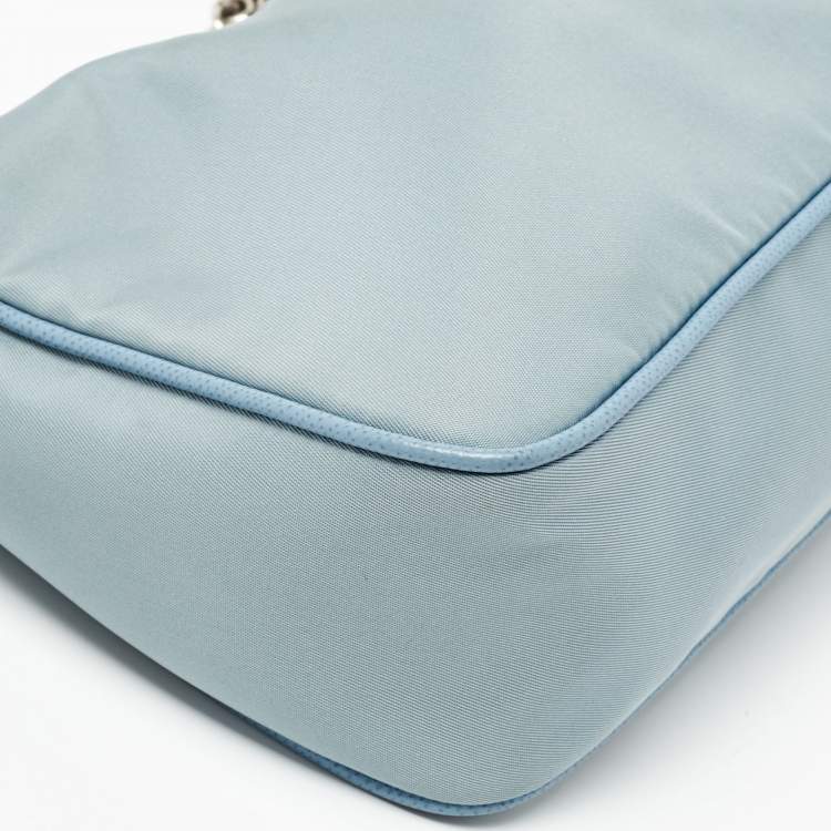 Pre Owned Prada Blue Nylon and Leather Re-Edition 2005 Shoulder Bag