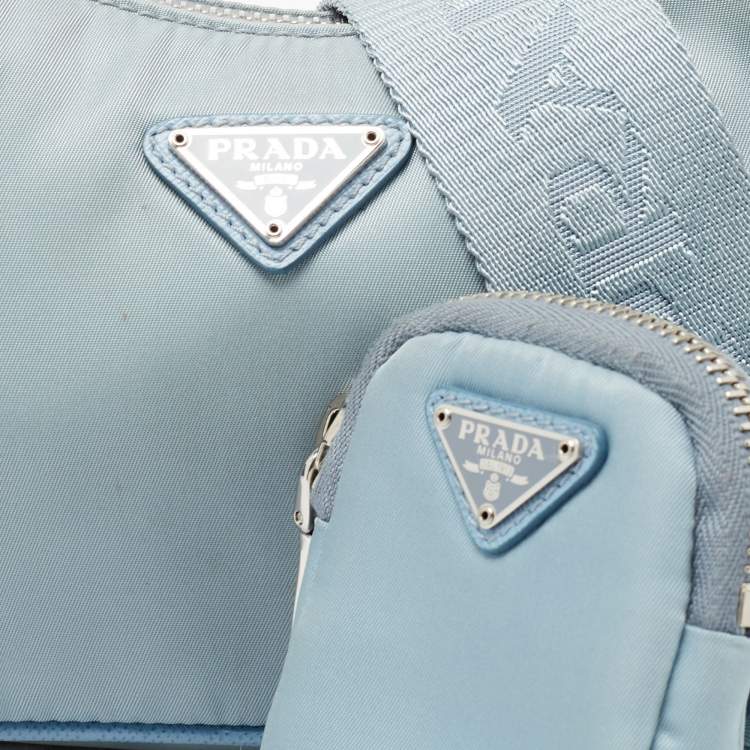 Pre Owned Prada Blue Nylon and Leather Re-Edition 2005 Shoulder Bag