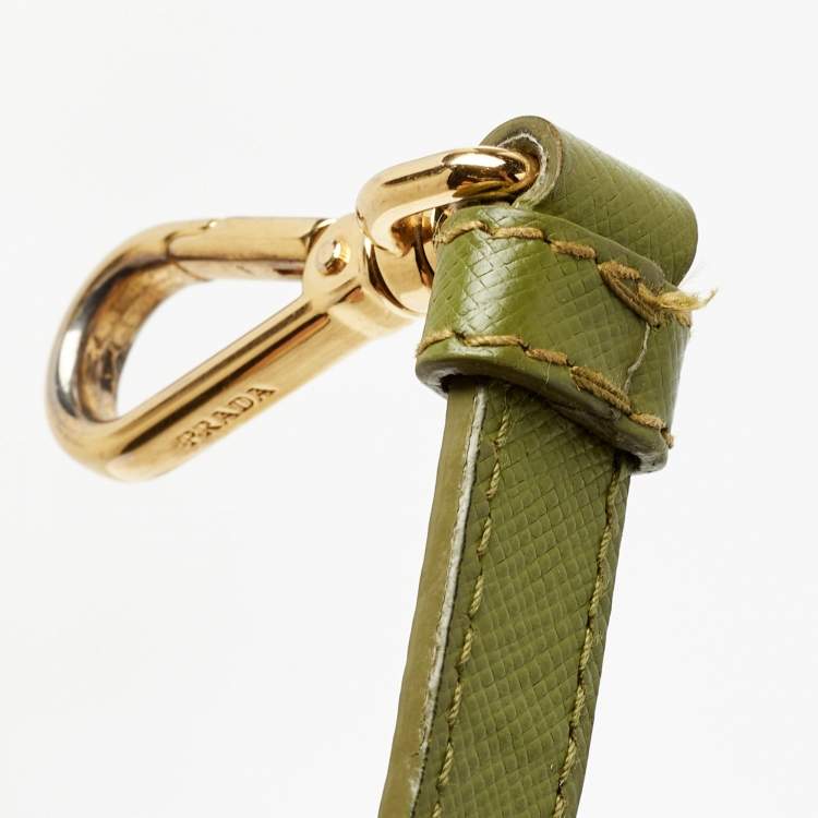 Pre Owned Prada Green Saffiano Lux Leather Small Double Zip Tote