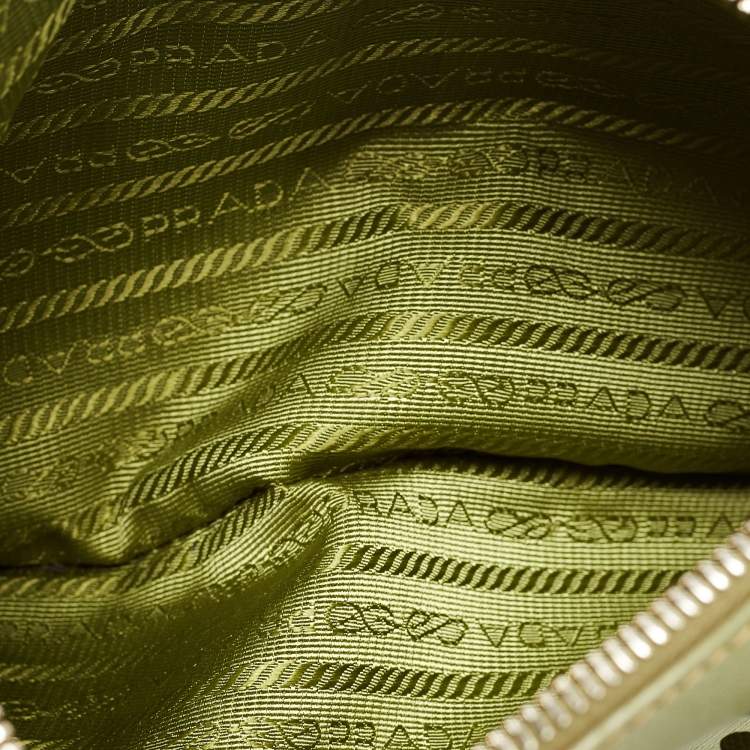 Pre Owned Prada Green Saffiano Lux Leather Small Double Zip Tote