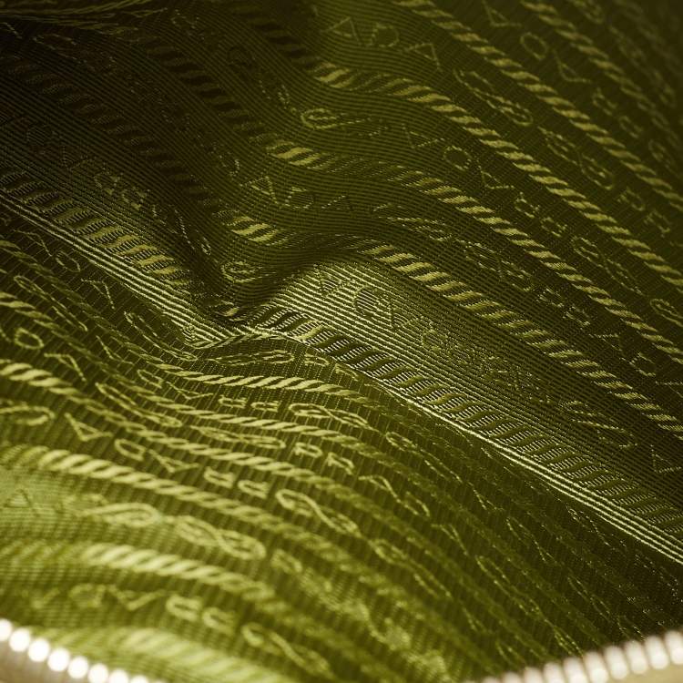 Pre Owned Prada Green Saffiano Lux Leather Small Double Zip Tote