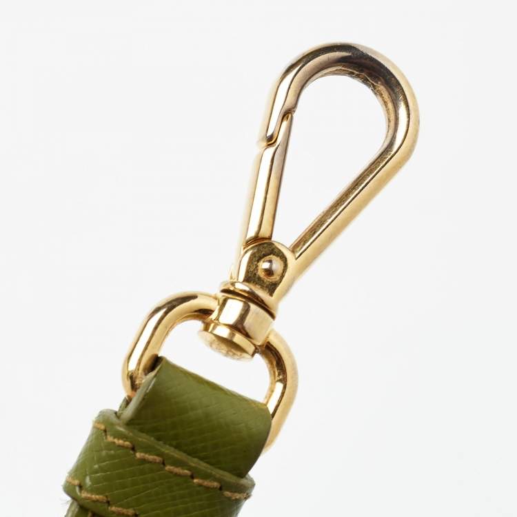 Pre Owned Prada Green Saffiano Lux Leather Small Double Zip Tote