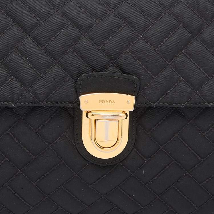 Pre Owned Prada Black Nylon Push Lock Shoulder Bag