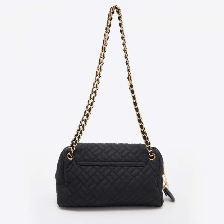 Pre Owned Prada Black Nylon Push Lock Shoulder Bag