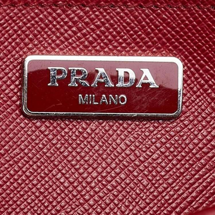 Pre Owned Prada Red Saffiano Leather Double Sided  Flap Crossbody Bag